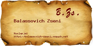 Balassovich Zseni névjegykártya